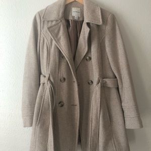Khaki Herringbone Peacoat